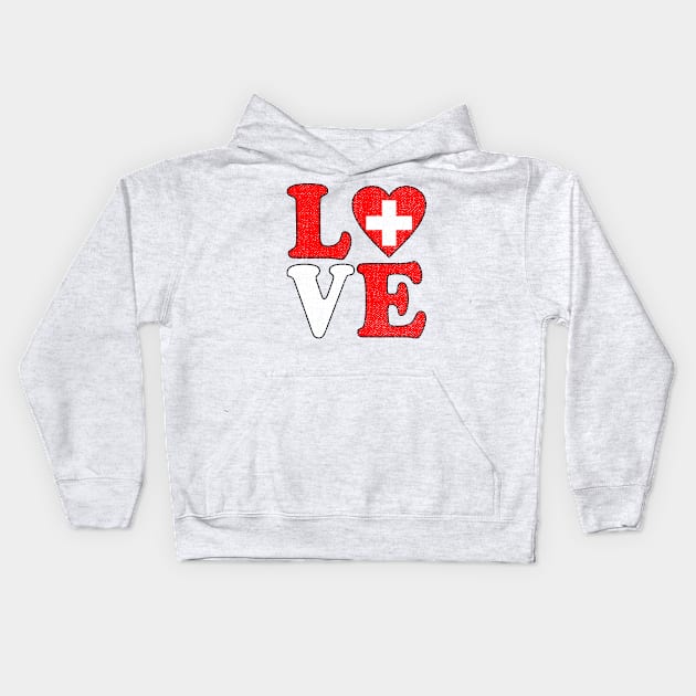 Love Swiss Pride Flag of Switzerland Kids Hoodie by RW